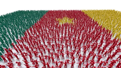 Cameroon Flag Crowd 스톡 동영상 34602911