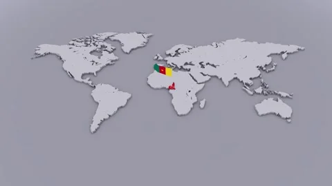 Cameroon Flag On Extruded World Map Stock Footage 346289561