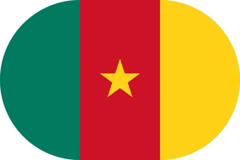 Cameroon flag in flat oval design Illustrazione stock