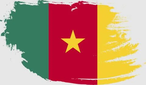 Cameroon Flag Grunge Abstract Brush Stroke Isolated On A White Background Stock Illustration