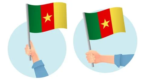 Cameroon flag in hand icon 스톡 일러스트