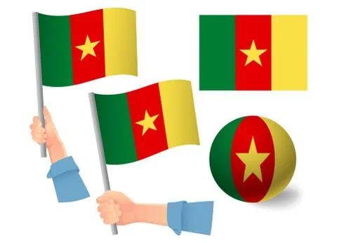 Cameroon flag in hand icon Stock Illustration