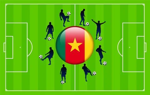 Cameroon Flag Icon Internet Button with Soccer Match Stock Illustration