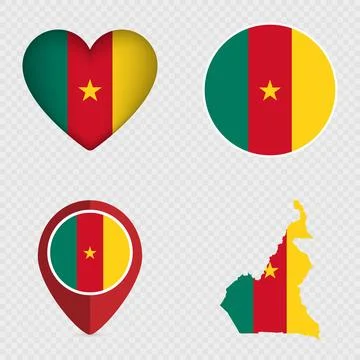 Cameroon Flag Icons Pack. Vector illustration. Illustrazione stock