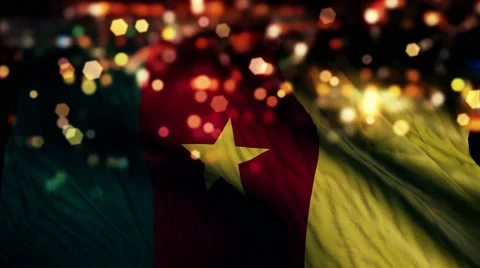 Cameroon Flag Light Night Bokeh Abstract Loop Animation 4K Stock Footage 47564701