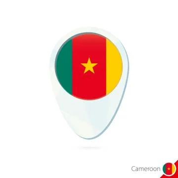 Cameroon flag location map pin icon on white background. Stock Illustration