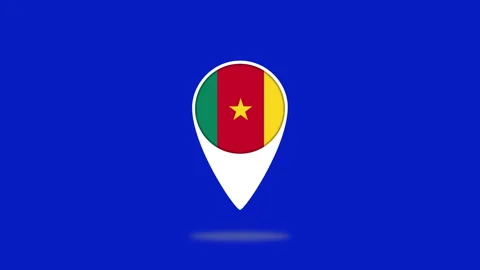 Cameroon flag map pin bouncing animation Stock Footage 328314905