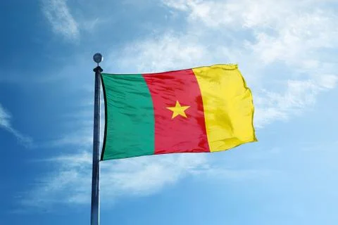 Cameroon flag on the mast Stock Photos