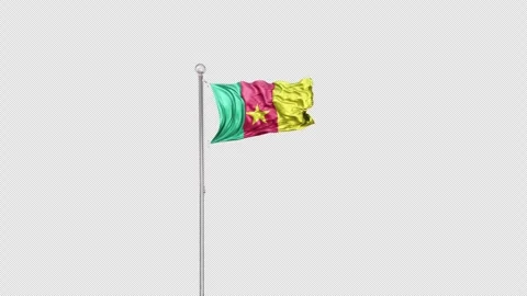 Cameroon   Flag Pole  Animation Include Alpha 3D Rendering Video stock 283132728