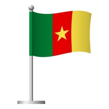 Cameroon flag on pole icon Stock Illustration