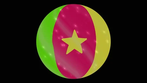 Cameroon flag in a round ball rotates. Flicker and shine. Animation loop Stock Footage 145857611