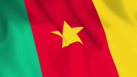 Cameroon Flag Seamless Loop 4k 60fps on Sky Background Stock Footage 340343303