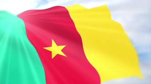 Cameroon Flag Seamless Loop 4k 60fps on Sky Background Stock Footage 340623888