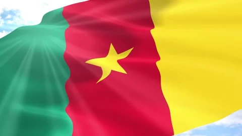 Cameroon Flag Seamless Loop 4k 60fps on Sky Background Vídeos de archivo 341557336