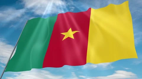 Cameroon Flag Seamless Loop 4k 60fps on Sky Background 動画素材 341755444