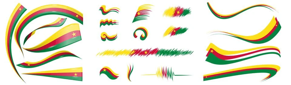 Cameroon flag set elements, vector illustration on a white background Stock Illustration