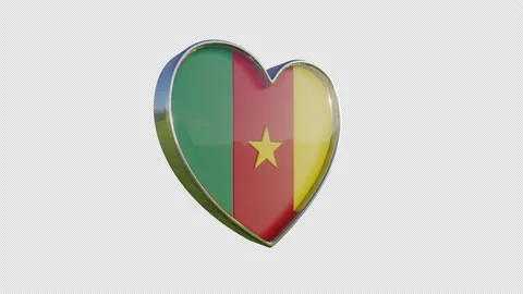 Cameroon Flag in the Shape of 3D Heart. Video stock 136355584