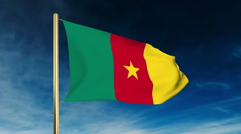 Cameroon flag slider style. Waving in the wind with cloud background animation Stock Footage 48876156