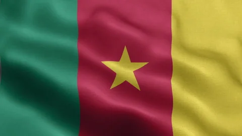 Cameroon Flag Waving Animation | Realistic 3D National Flag Loop 4K Stock Footage 344819715
