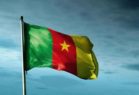 Cameroon flag waving in the evening Stock Illustration