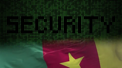 Cameroon flag - Waving flag on matrix binary code background Stock Footage 321422171