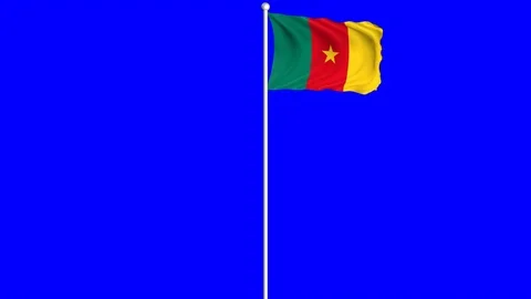 Cameroon Flag Waving Fluttering on Wind Loopable Green Blue Screen Matte Stock Footage 77582464