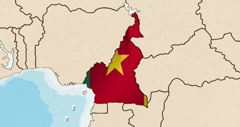 The cameroon flag waving inside the country on a world map Stock Footage 339033114