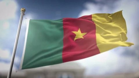 Cameroon Flag Waving Slow Motion 3D Rendering Blue Sky Background - Seamles.. Stock Footage 75102655
