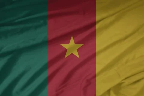 Cameroon Flag waving in the smooth wind Stock Photos