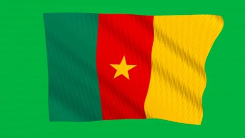 Cameroon flag waving in the wind on a green screen Stock Footage 343130107