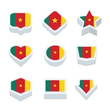 Cameroon flags icons and button set nine styles Stock Illustration