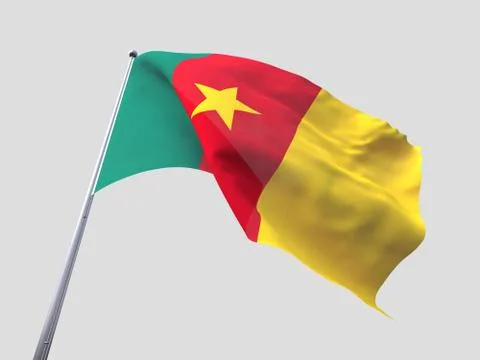 Cameroon flying flag isolate on white background. 스톡 일러스트