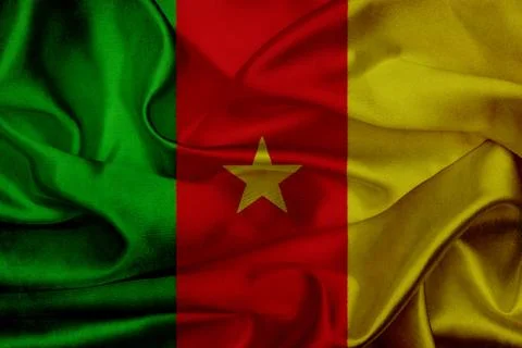 Cameroon grunge waving flag Stock Illustration