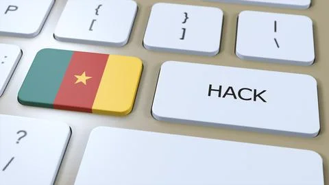 Cameroon Hack of Country or Hacker Attack 3D Illustration. Country National Flag Illustrazione stock