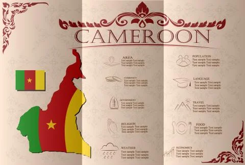 Cameroon, infographics, statistical data, sights. Vector illustration Stock Illustration
