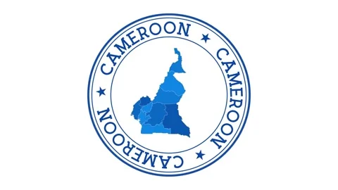 Cameroon intro. Badge with the circular name and map of country. Cameroon rou... Stock Footage 231099800