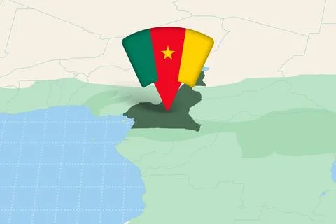 Cameroon Location Highlighted on African Map with Flag Icon. 库存插图