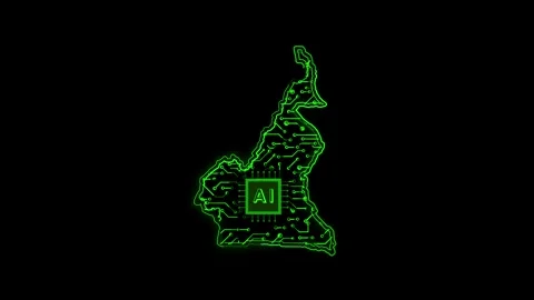 Cameroon Map AI Chipset Technology Opener Stock Footage 337055103