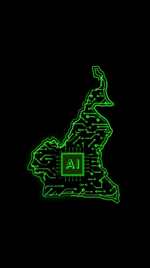 Cameroon Map AI Chipset Technology Opener Stock Footage 337171237
