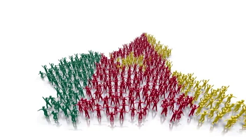 Cameroon map and flag made out of people 스톡 동영상 48169072