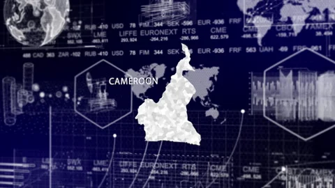 Cameroon Map Animation Loop | Growth, GDP, Oil Economy &amp; Development Insights Stock Footage 331562320
