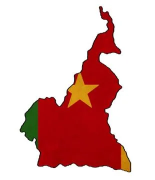 Cameroon map on cameroon flag drawing ,grunge and retro flag series Stock Illustration