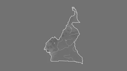 Cameroon map - cartoon. Border. Grayscale. Stock Footage 147709525