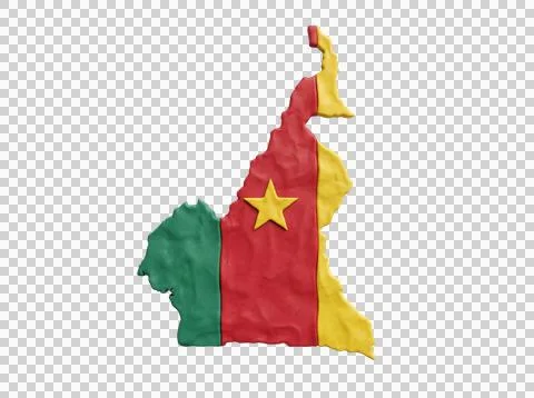 Cameroon map clay 3d model tricolor texture design elements. Stock Photos