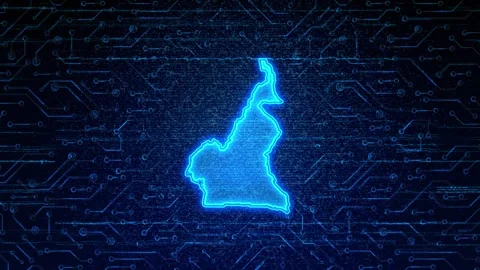 Cameroon Map Digital Technology Opener Video stock 335080859