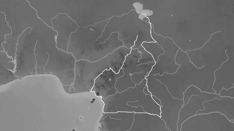 Cameroon map - drive. Border. Grayscale. Stock Footage 147711416