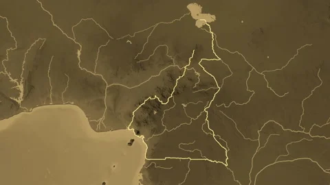 Cameroon map - drive. Border. Sepia. Stock Footage 147713732