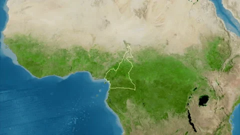Cameroon map - extract. Border. Satellite. Stock Footage 147714906
