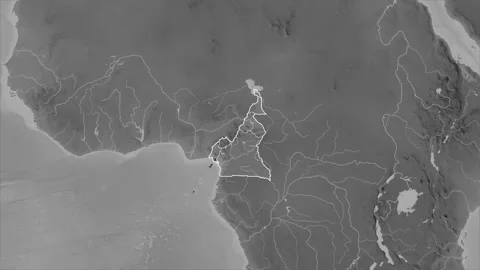 Cameroon map - extract. Regions. Grayscale. Stock Footage 147715491