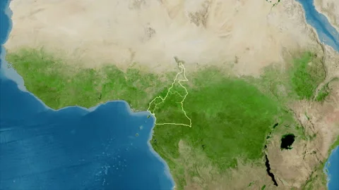 Cameroon map - extract. Regions. Satellite. Stock Footage 147715175